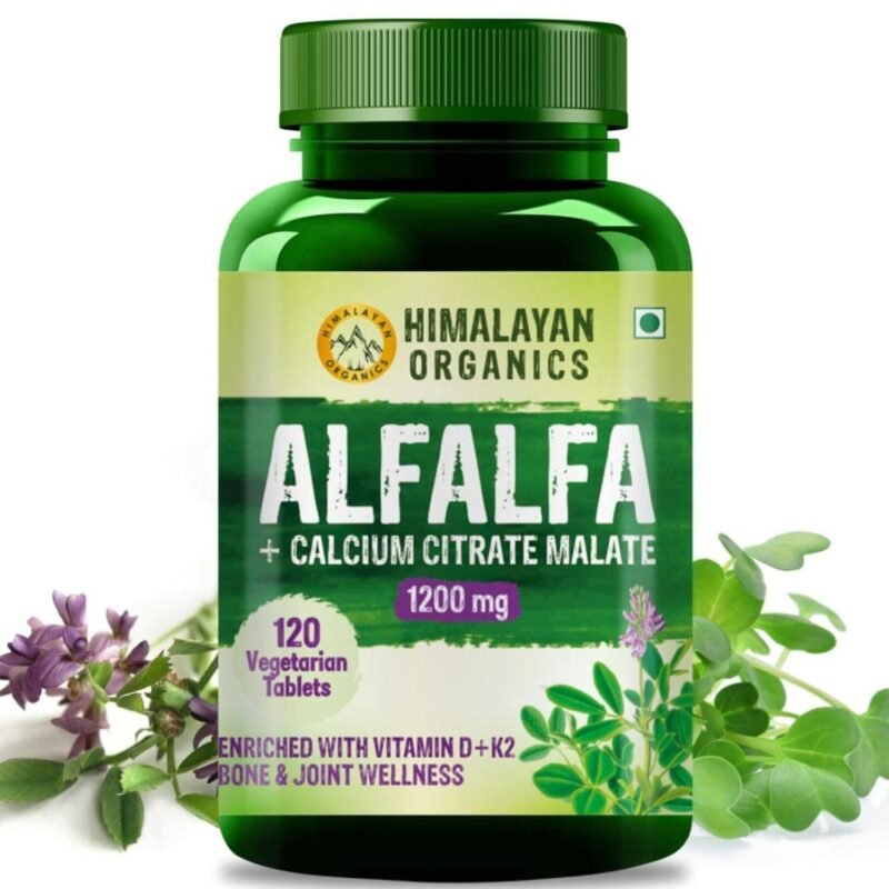 Himalayan Organics Alfalfa Calcium Citrate Malate 1200Mg Enriched With Vitamin D+k2,Mk7,B12,Zinc & Magnesium