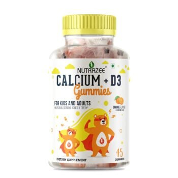 Nutrazee Calcium + Vitamin D Gummies for Kids, Men & Women, Vegan Supplement for Healthy Strong Bones, Teeth, Muscle Health & Immunity, 45 Gummy Bears
