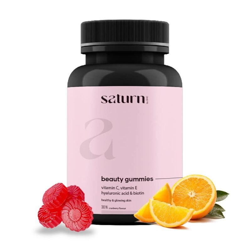 Saturn by GHC Vitamin C Skin Gummies 30 Gummies Glowing Skin 30 Days Pack Hyaluronic Acid Vitamin E Biotin