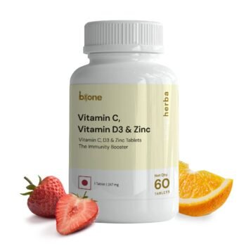 Bione Immunity Booster Vitamin C Vitamin D3 Zinc Skin Radiance Overall Health Strong Joints Heart Health 60 Tablets