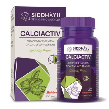 Siddhayu Calciactiv - Natural Calcium Supplement for Women and Men - Rooted in Ayurvedic Tradition - Promotes Bone and Joint Health - 30 Tablets per Pack (Single Pack)