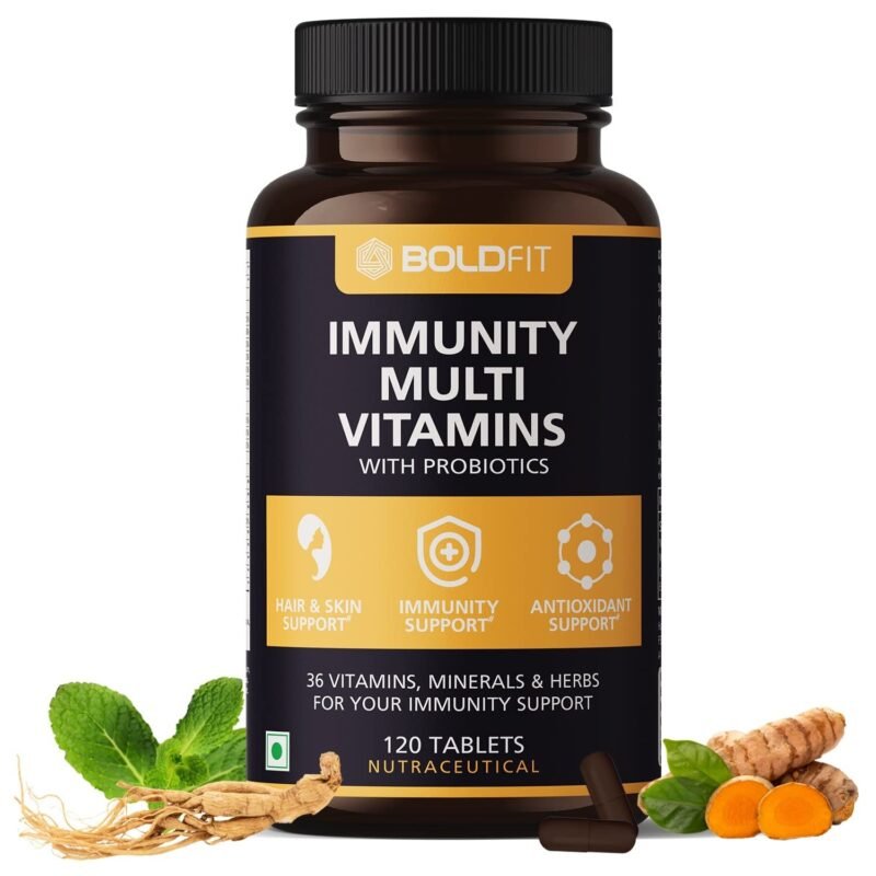 Boldfit Multivitamin Men Women With Probiotics Vitamin C E Zinc Multvitamin Tablets For Immunity Biotin Healthy Hair Skin Nails 120 Tablets