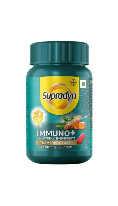 Supradyn Immuno + Multivitamin: Natural Immunity Booster, Single Tablet, Vitamin C, Vitamin D, Zinc, Unique Blend of Tulsi, Turmeric, Shatavari, & Ashoka, Fortify Immune System, Powerful Formula