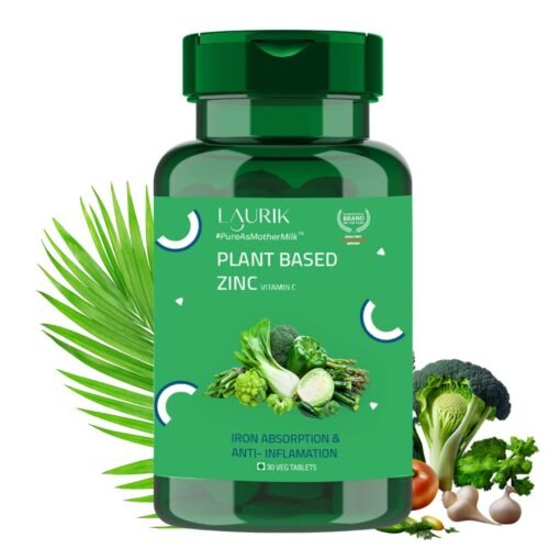 Laurik Plant Based Zinc Vitamin C Tablets Supplements Absorption Immune Support Men Women 30 Tablets