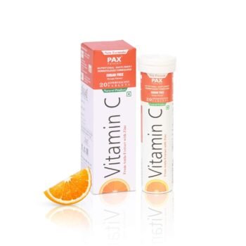 Paxnaturals Vitamin C Effervescent Tablets Amla Zinc Immunity Skin Care Hair Growth Antioxidant Sugarfree Orange Flavour 20 Tabs Pack of 1