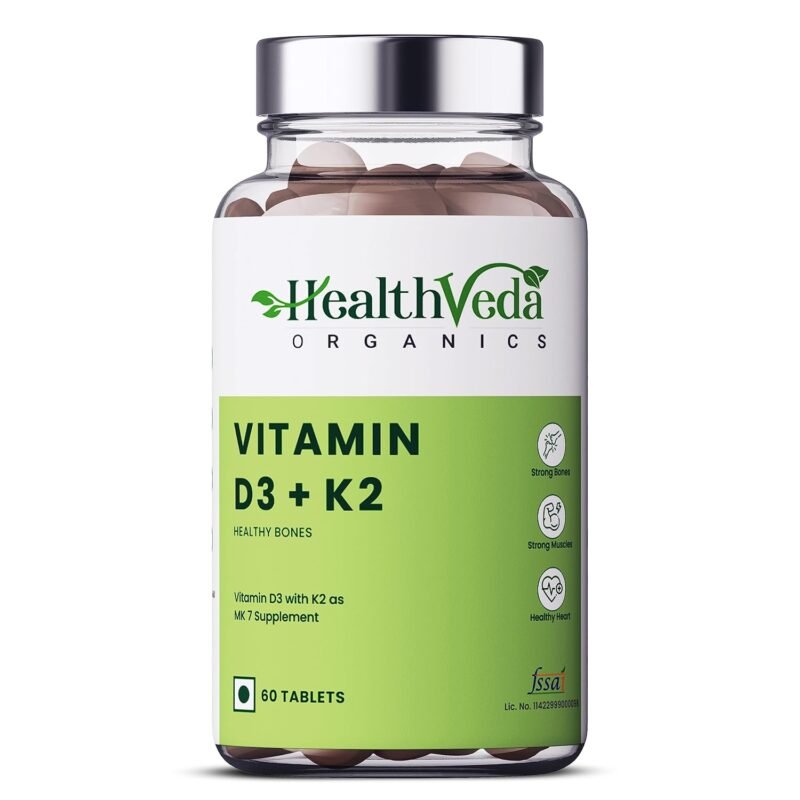 Health Veda Organics Vitamin D3 Vitamin K2 MK7 Supplement Healthy Bones, Boosts Immune System Joint Health