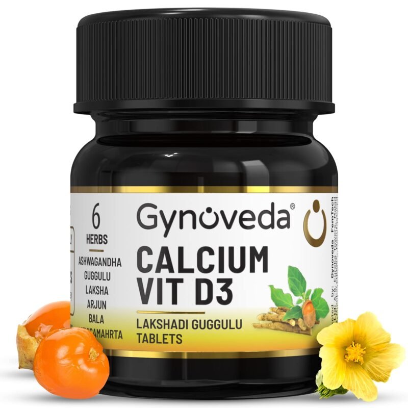 Gynoveda Ayurvedic Calcium & Vitamin D3 Supplement - 60 Tablets - Single Bottle