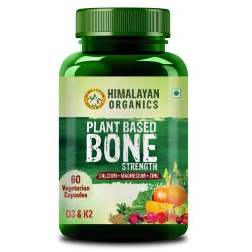 Himalayan Organics Plant-Based Bone Strength Supplement - Enriched with Vitamin D3, C, K, Calcium, Magnesium, Zinc, and Iron - Supports Joint Flexibility - 60 Vegetarian Capsules