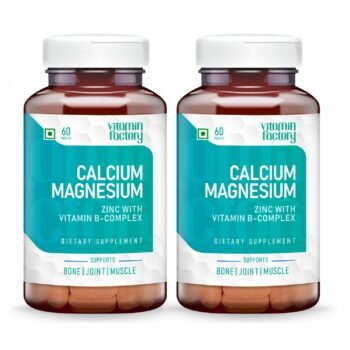 The Vitamin Factory Calcium Supplement - Complete Bone Health with Magnesium, Zinc, Vitamin D3, B12, and K2 - Ideal for Men and Women - 120 Veg Tablets (2-Pack)