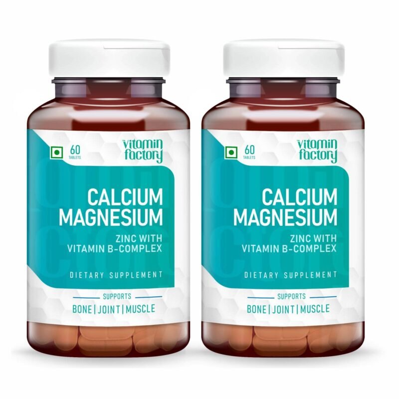 The Vitamin Factory Calcium Supplement - Complete Bone Health with Magnesium, Zinc, Vitamin D3, B12, and K2 - Ideal for Men and Women - 120 Veg Tablets (2-Pack)
