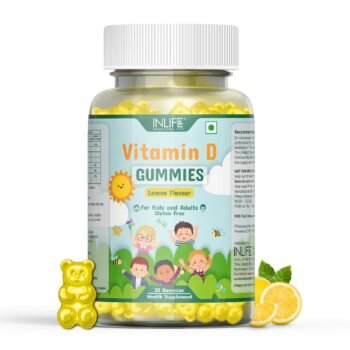 INLIFE Vitamin D Gummies for Kids Men Women Adults Daily Supplement for Bone & Muscle Health