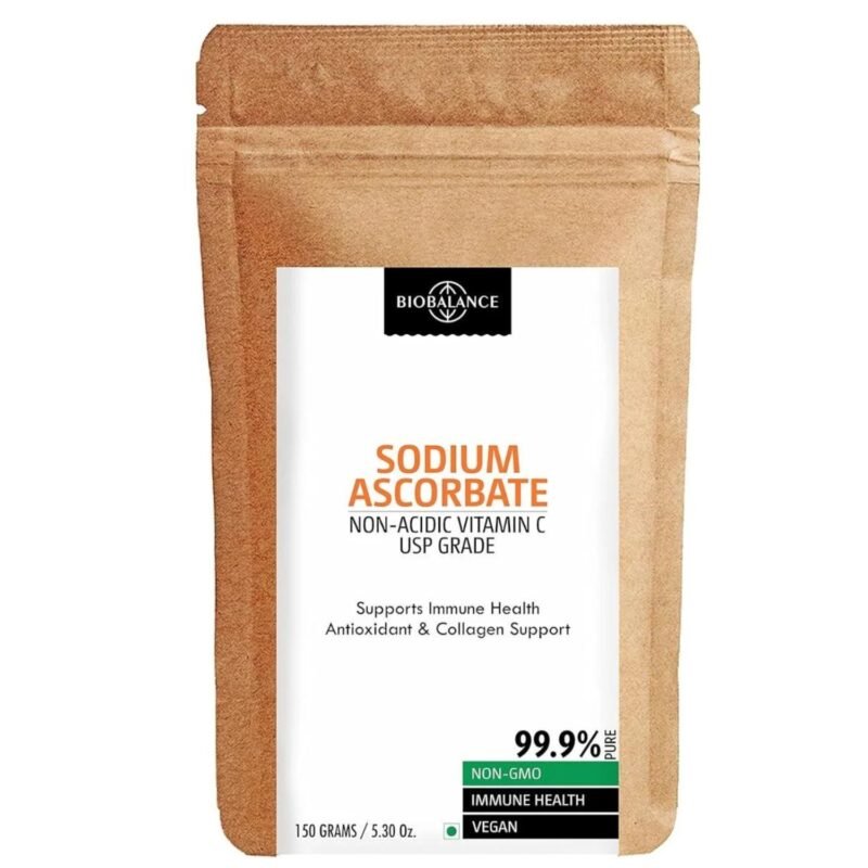 Bio Balance Sodium Ascorbate Vitamin C Powder 150g USP Grade, Alkaline, Non-Acidic, and Digestible - A Potent Antioxidant and Immune Support - Gluten & GMO Free