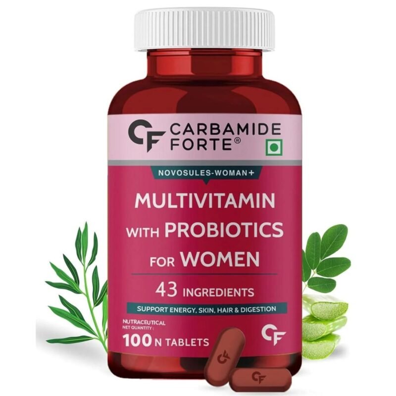 Carbamide Forte Multivitamin for Women Nourish Your Well-being with 43 Essential Ingredients – 100 Veg Tablets for Comprehensive Health Support.