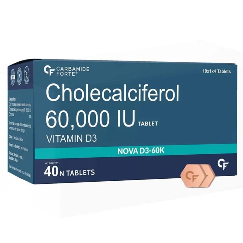 Carbamide Forte Vitamin D3 60000 IU Chewable Cholecalciferol Vitamin D Supplement for Women & Men - 40 Tablets