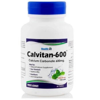Healthvit Calvitan-600 Calcium Carbonate 400mg | Strengthens Bones & Teeth | Boosts Immunity
