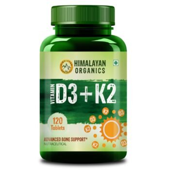 Himalayan Organics Vitamin D3 600 IU + K2 as MK7 Supplement | Supports Stronger Immunity & Bone & Heart Health