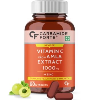 Carbamide Forte Natural Vitamin C Amla Extract 1000mg with Zinc for Immunity Boost & Skincare - 60 Veg Tablets