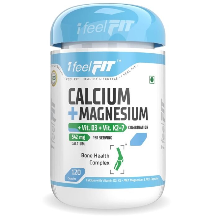 iFeelFIT Calcium with Magnesium, Vitamin D3 & Vitamin K2- Mk7 - Bone Health Complex - 542mg - 120 Capsules - Vegan & Non-GMO