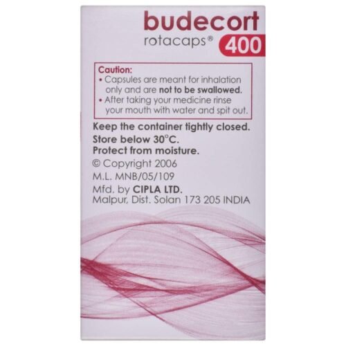 Budecort 400 Rotacaps Budesonide Powder for Inhalation IP 400 mcg Bottle of 30 Capsules