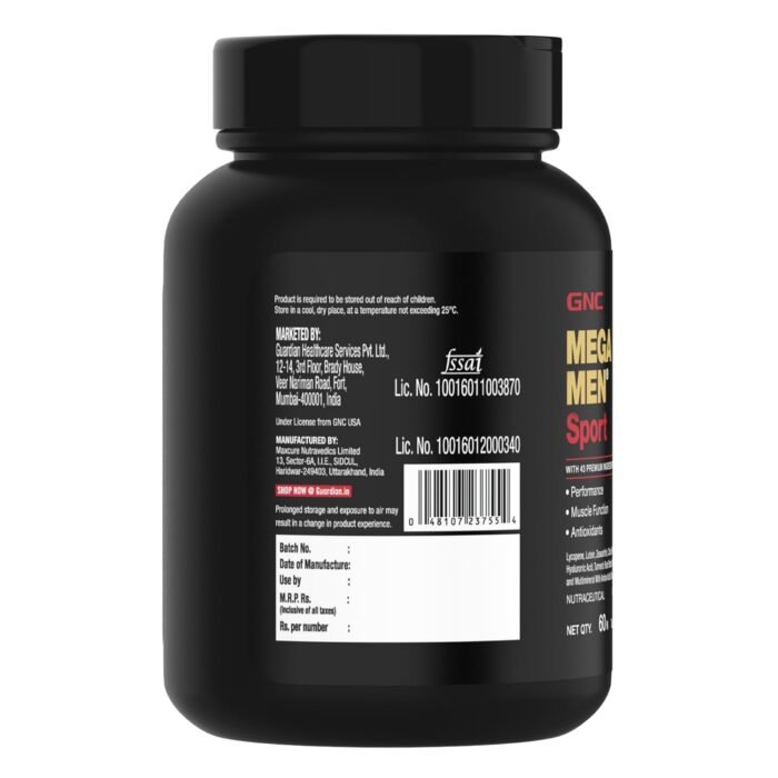 GNC Mega Men Sport Multivitamin for Men 60 Tablets 43 Premium Ingredients Boosts Muscle Performance Antioxidant Rich Supports Prostate Health Protects Heart & Vision Formulated In USA