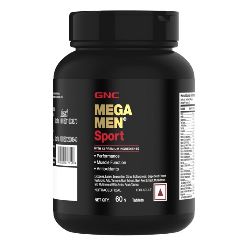 GNC Mega Men Sport Multivitamin for Men 60 Tablets 43 Premium Ingredients Boosts Muscle Performance Antioxidant Rich Supports Prostate Health Protects Heart & Vision Formulated In USA
