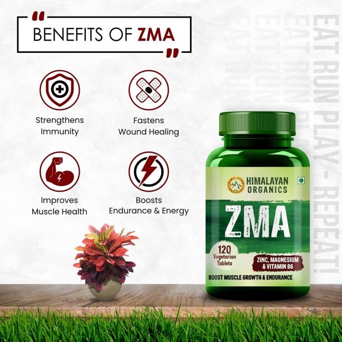 Himalayan Organics ZMA Zinc Magnesium Aspartate & Vitamin B6) For Men And Women Nighttime Sports Recovery Supplements Boost Muscle And Bone