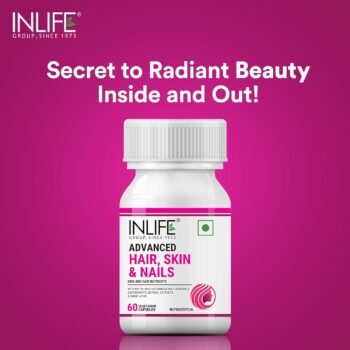 INLIFE Biotin Advanced Hair Skin & Nails Supplement with Multivitamin Minerals Amino Acids for Hair Care - 60 Capsules