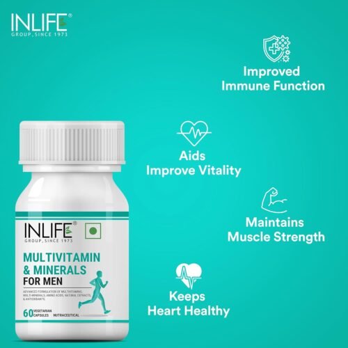 INLIFE Multivitamin for Men with Biotin Ginseng Ashwagandha Zinc Magnesium Vitamin D3 B12 & Minerals Amino Acids Antioxidants Daily Formula Supplement