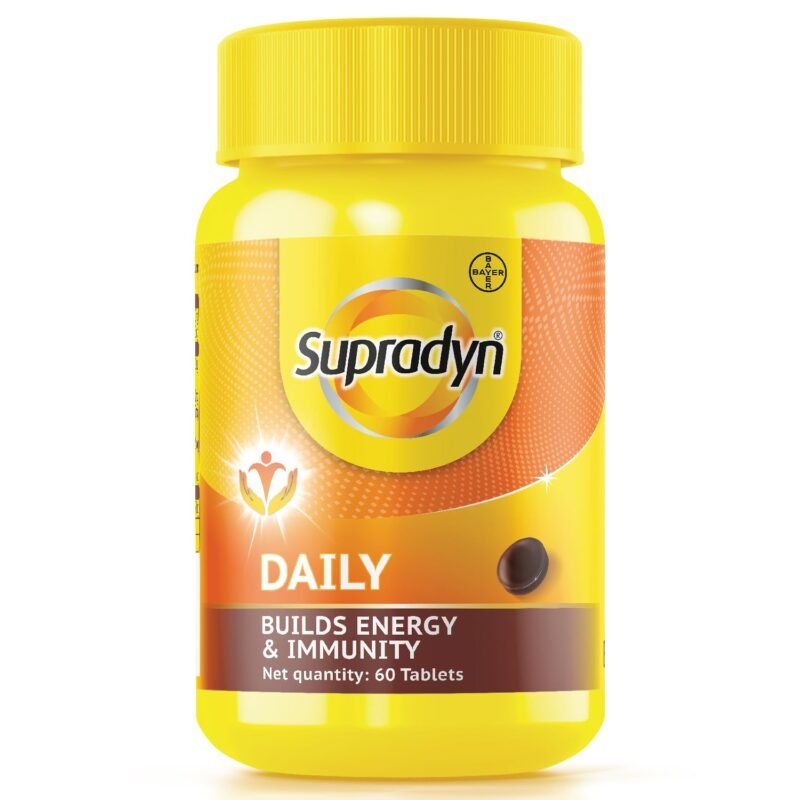 Supradyn Daily Multivitamin Tablets for Men & Women with 12 Vitamins, 5 Trace Elements for Daily Immunity & Energy (60 tablets)