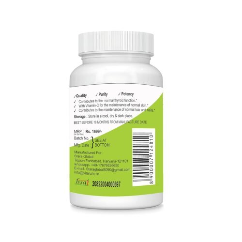 Vitaruhe® Selenium High Strength 90 Capsules Contributes to Normal Thyroid Function, Immune Function, Hair, Skin & Nails Essential Trace Mineral