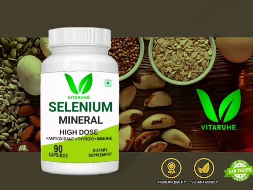 Vitaruhe® Selenium High Strength 90 Capsules Contributes to Normal Thyroid Function, Immune Function, Hair, Skin & Nails Essential Trace Mineral