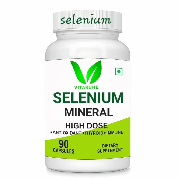 Vitaruhe® Selenium High Strength 90 Capsules Contributes to Normal Thyroid Function, Immune Function, Hair, Skin & Nails Essential Trace Mineral