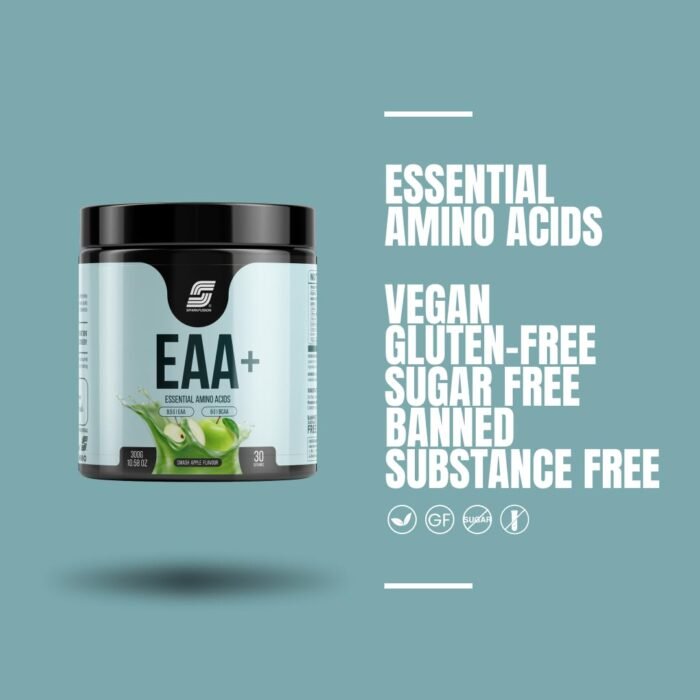 Sparkfusion 8500 mg Eaa+ & 6000mg Bcaa (300 gm, 30 Servings) Essential Amino Acids PreIntra Workout and Muscle Growth & Recovery All 9 Essential Amino Acid EAA Powder (Smash Apple) (2)