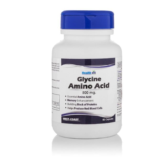 Healthvit Glycine Amino Acid Supplement | Glycine supplement Tablets to Promote Muscle Growth, Digestion and Sleep Quality | 60 Capsules