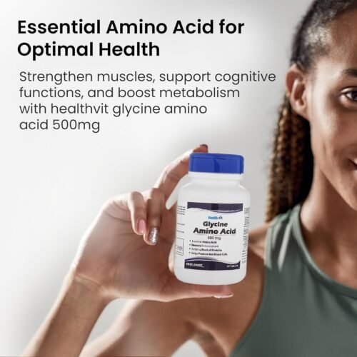 Healthvit Glycine Amino Acid Supplement | Glycine supplement Tablets to Promote Muscle Growth, Digestion and Sleep Quality | 60 Capsules