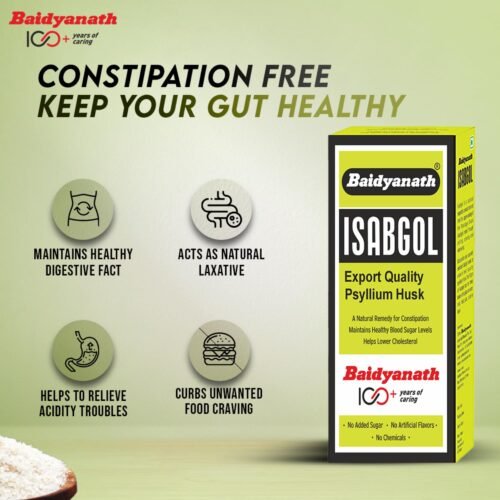 Baidyanath Isabgol - Psyllium Husk Powder - 200gm | Effectively Relieves Constipation | Fibre Supplement For Digestion