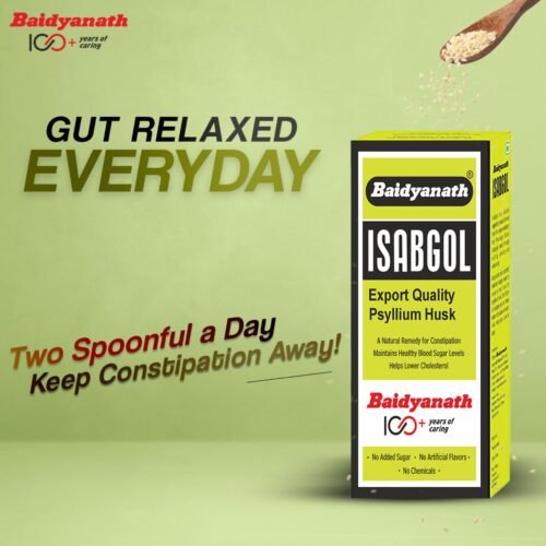 Baidyanath Isabgol - Psyllium Husk Powder - 200gm | Effectively Relieves Constipation | Fibre Supplement For Digestion