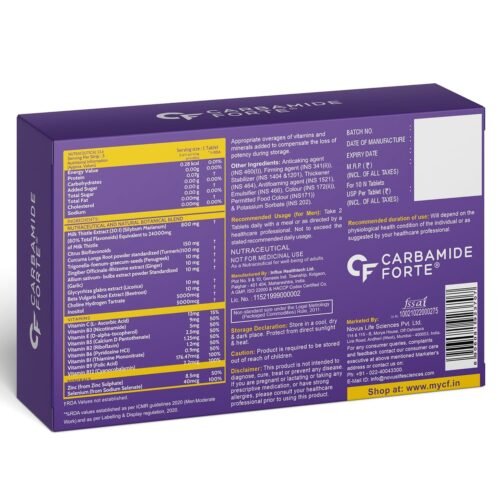 Carbamide Forte Liver Support Supplement with Milk Thistle Extract 800mg (301), Multivitamins & Amino Acid Liver Detox Supplement –10 Veg Tablets