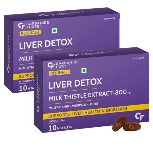 Carbamide Forte Liver Support Supplement with Milk Thistle Extract 800mg (301), Multivitamins & Amino Acid Liver Detox Supplement –10 Veg Tablets