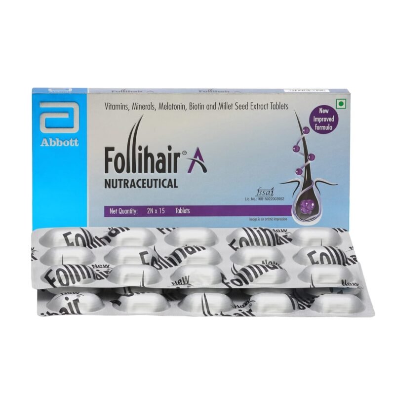 Follihair New by Abbott Hair Nourishment & Strengthening Supplement Pack of 2 x 15 Tablets