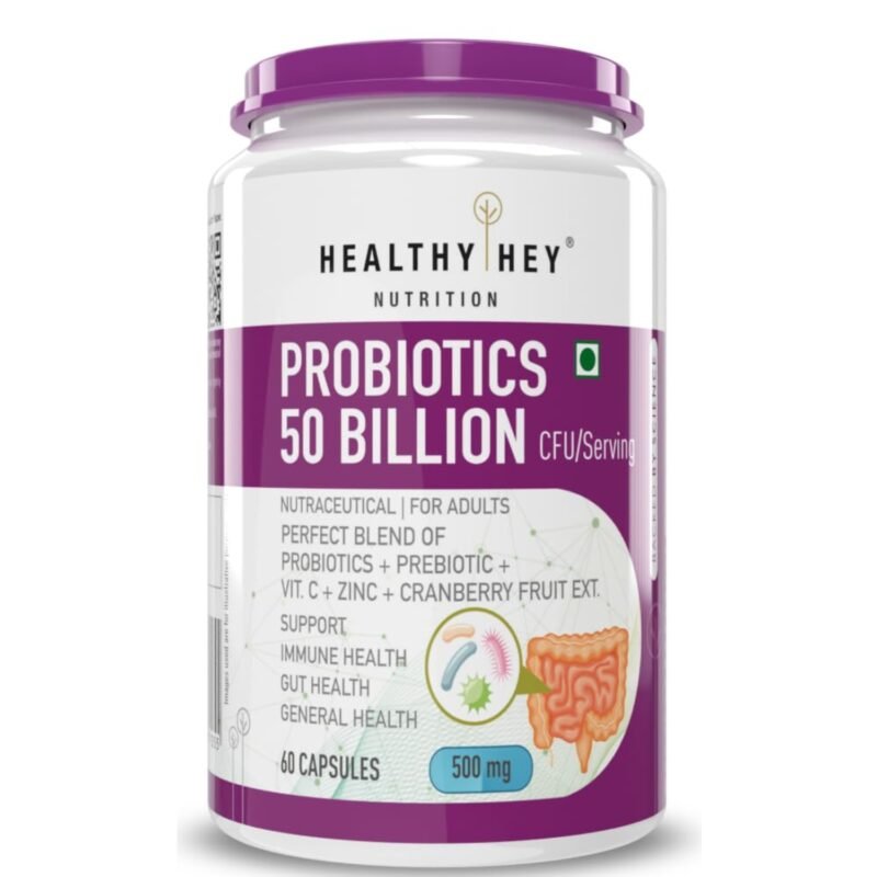 HealthyHey Nutrition Probiotics 50 Billion CFU Multi- Strains, 60 Veg. Capsules