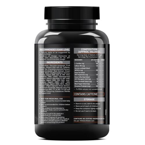 MuscleBlaze MB-Burner PRO, L- Carnitine, Garcinia Cambogia, Caffeine, Green Tea, Green Coffee Bean, Coleus Forskohlii, Black Pepper Extract with Chromium