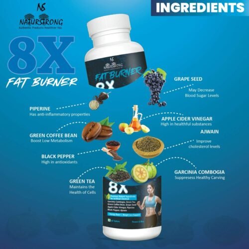 Naturstrong 100% Natural Fat Burner 8X For Weight Loss Products Garcinia Combogia,Green Tea, Coffee Bean&Apple Cider Vinegar-Metabolism Boost, Energy-2