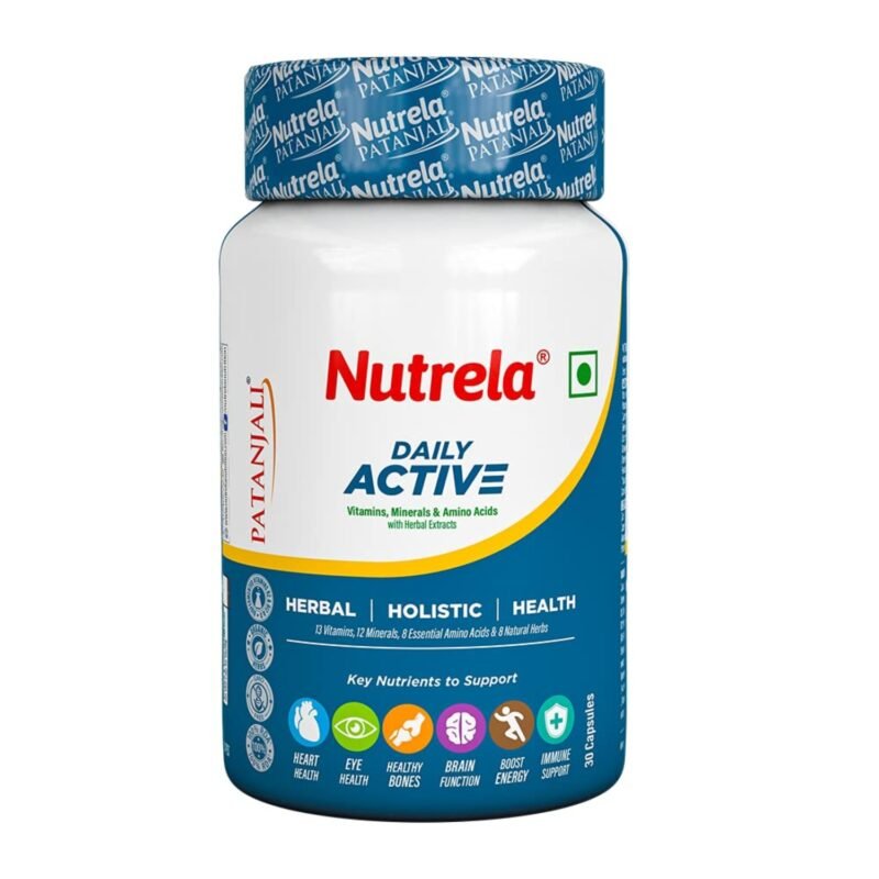 Nutrela Daily Active Multivitamin for Men & Women with essential amino acids, natural herbs, biofermented vitamins, minerals for Energy, Immunity