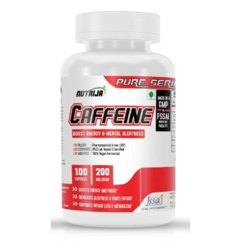 NutriJa Caffeine 200mg 100 Capsules Pure & Potent Boosts Performance & Metabolism