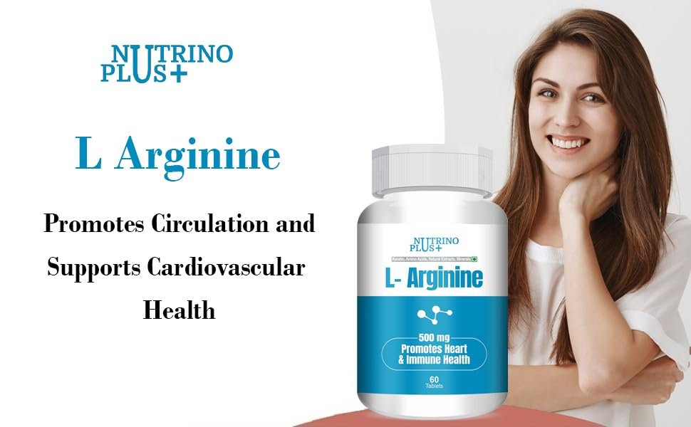 NutrinoPlus L Arginine 500mg Supplement - Best Amino Acid Arginine HCL Supplements for Women & Man - Promotes Circulation and Supports Cardiovascular