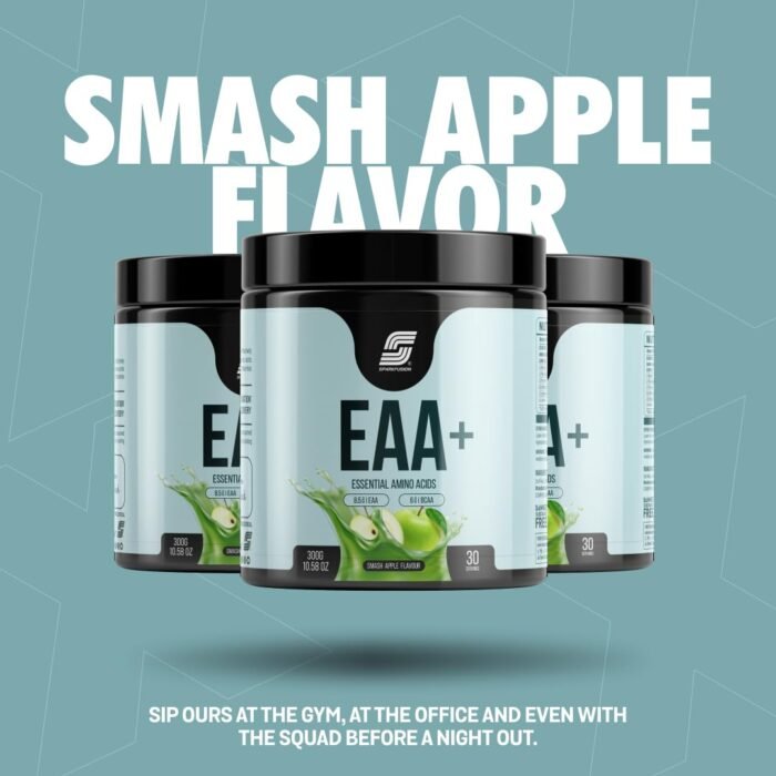 Sparkfusion 8500 mg Eaa+ & 6000mg Bcaa (300 gm, 30 Servings) Essential Amino Acids PreIntra Workout and Muscle Growth & Recovery All 9 Essential Amino Acid EAA Powder (Smash Apple) (2)