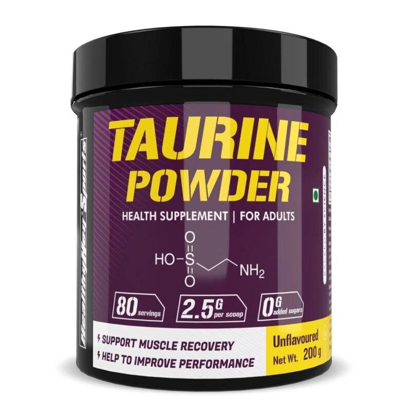 HealthyHey Sports Taurine Powder - Amino Acid Supplement - Improve Performance & Helps Recovery - 200 gram - 80 Servings