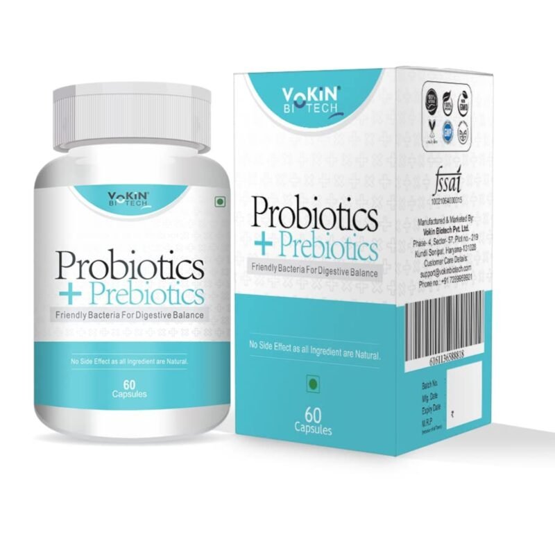 Vokin Biotech Probiotics+ Prebiotics Supplement 50 Billion Cfu For Women & Men With Prebiotics 150 mg Probiotic Capsules For Digestion Support