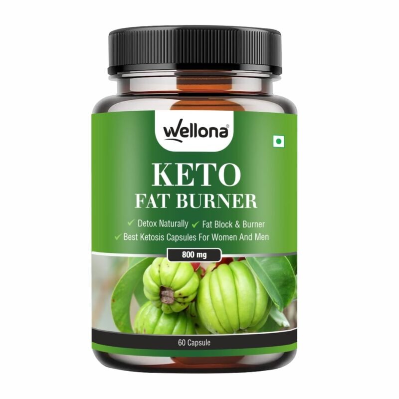 Wellona Keto Fat Burner 60 Capsules 800MG, Weight Loss Supplement With Garcinia Cambogia, Green Coffee Beans Green Tea Extract Metabolism Booster, Fat Burner For Men & Women (Pack of 1)